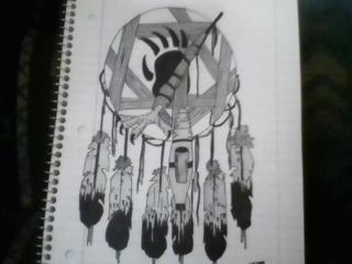 Drawing of bear-claw dreamcatcher